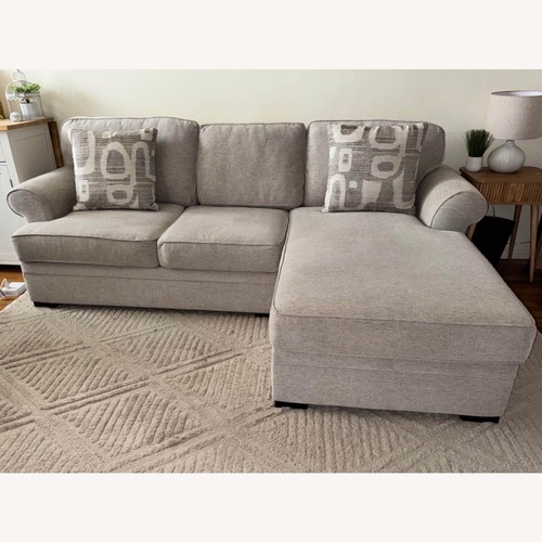 Used Raymour & Flanigan Grady Light Gray 2 Piece Sectional for sale on AptDeco