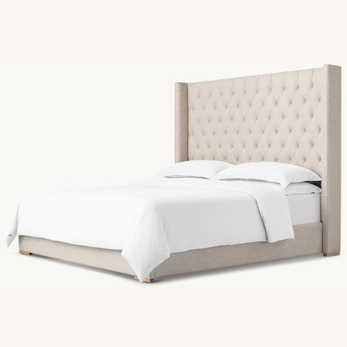 Used Restoration Hardware Adler Linen Diamond-Tufted Bed  for sale on AptDeco