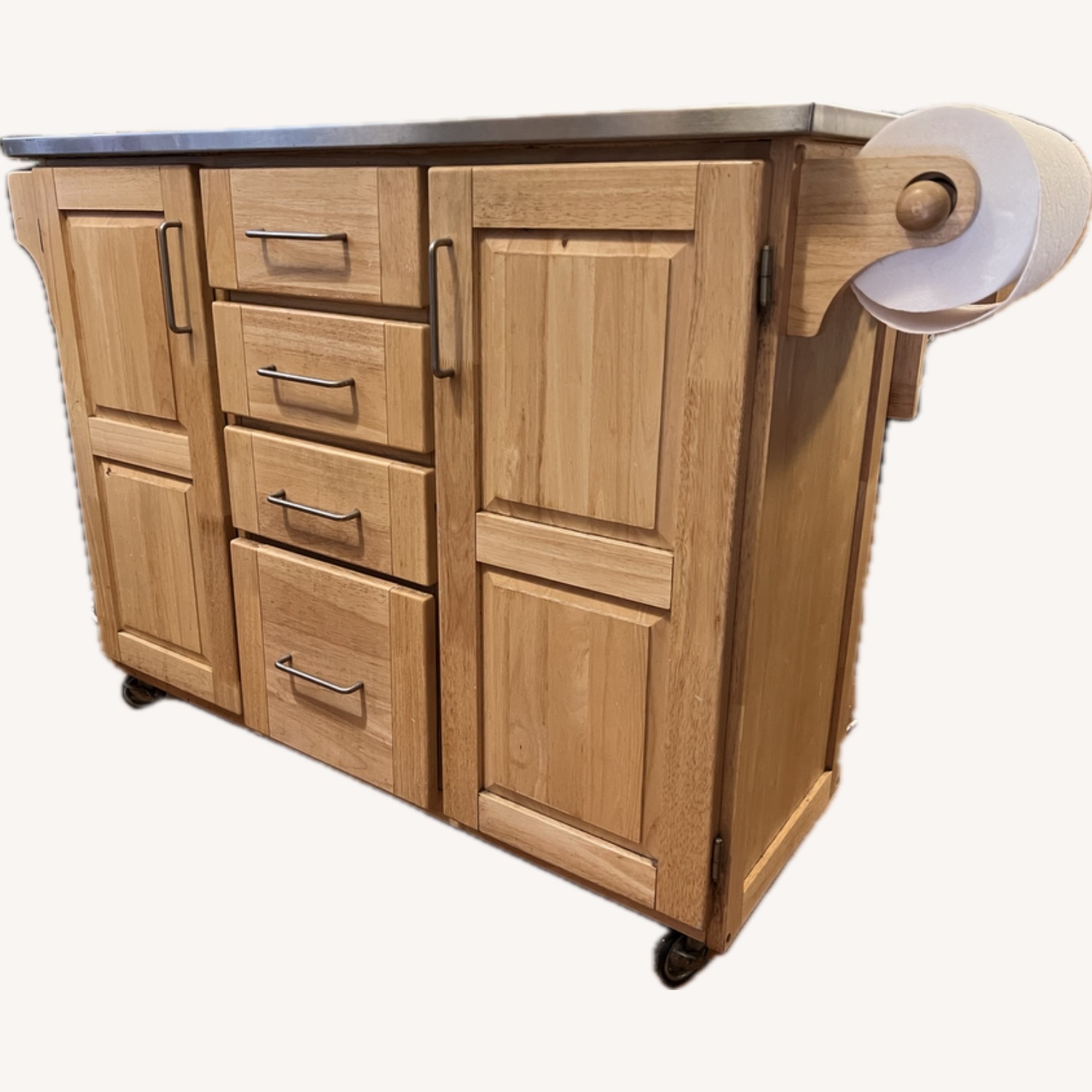 Natural Wood Kitchen Island with Drop Leaf - AptDeco