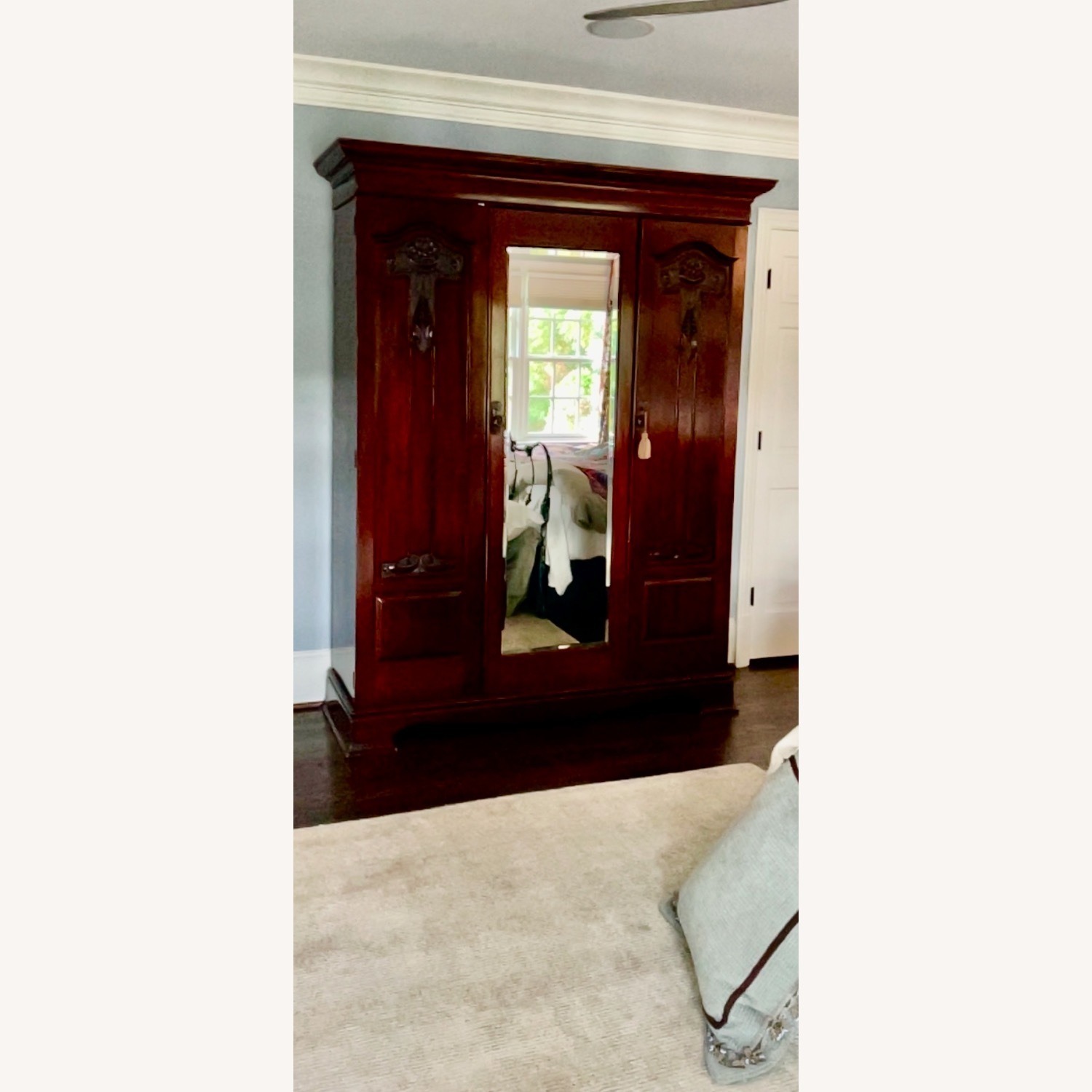 Antique Mirrored Armoire - image-1