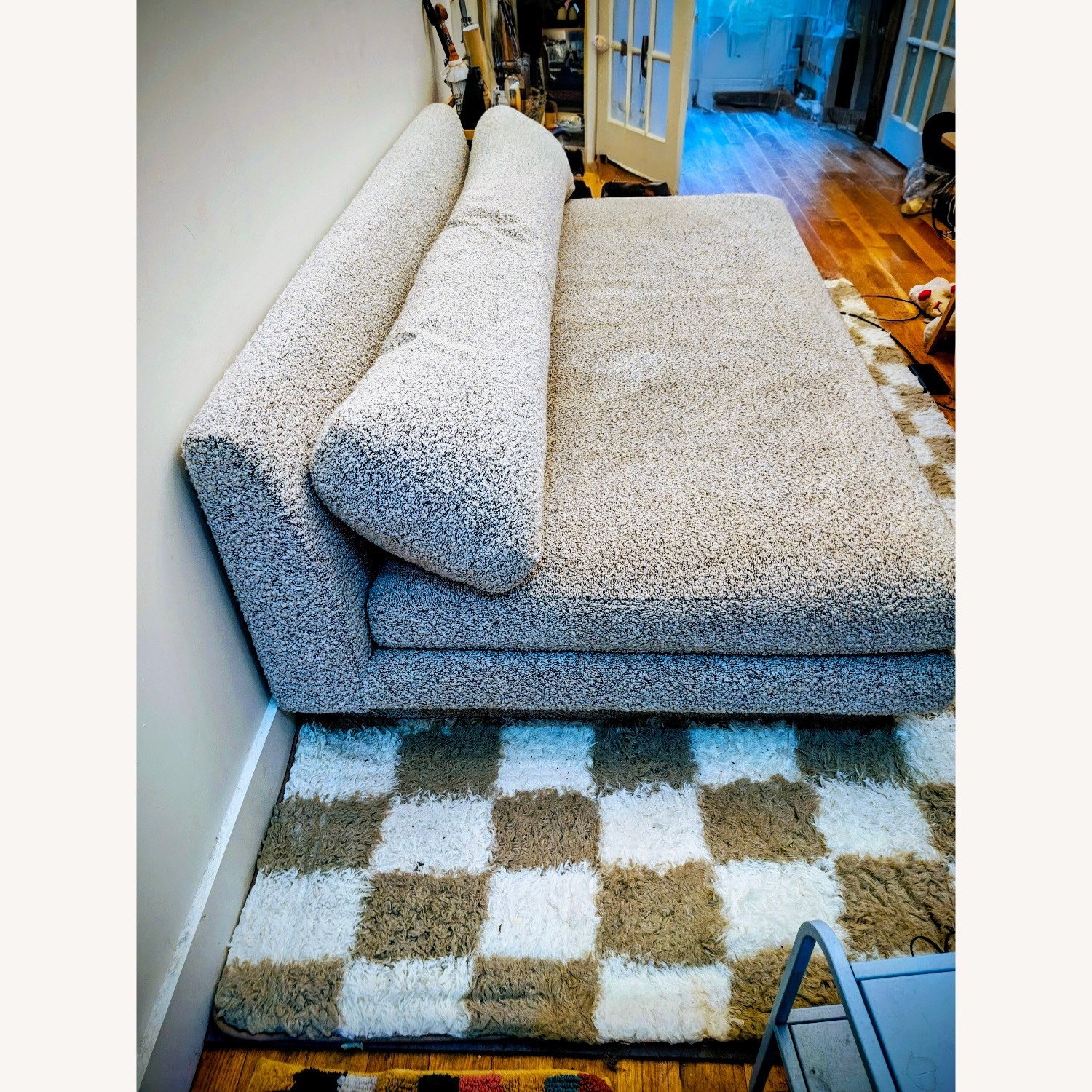 CB2 Kara Mann Light Gray Fabric Plinth Sofa - image-2