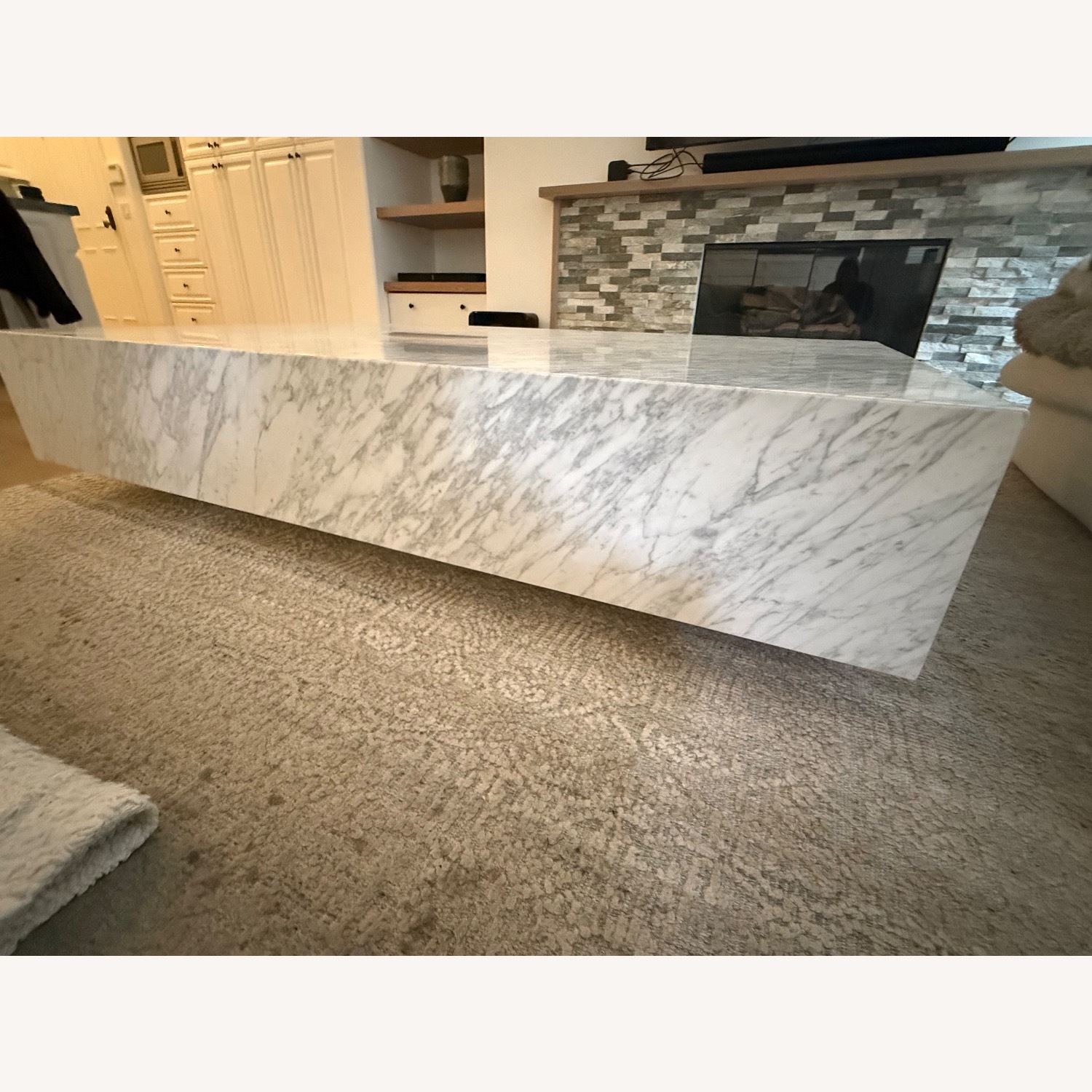 Restoration Hardware Marble Plinth Rectangular Coffee Table - image-2