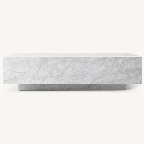 Used Restoration Hardware Marble Plinth Rectangular Coffee Table for sale on AptDeco