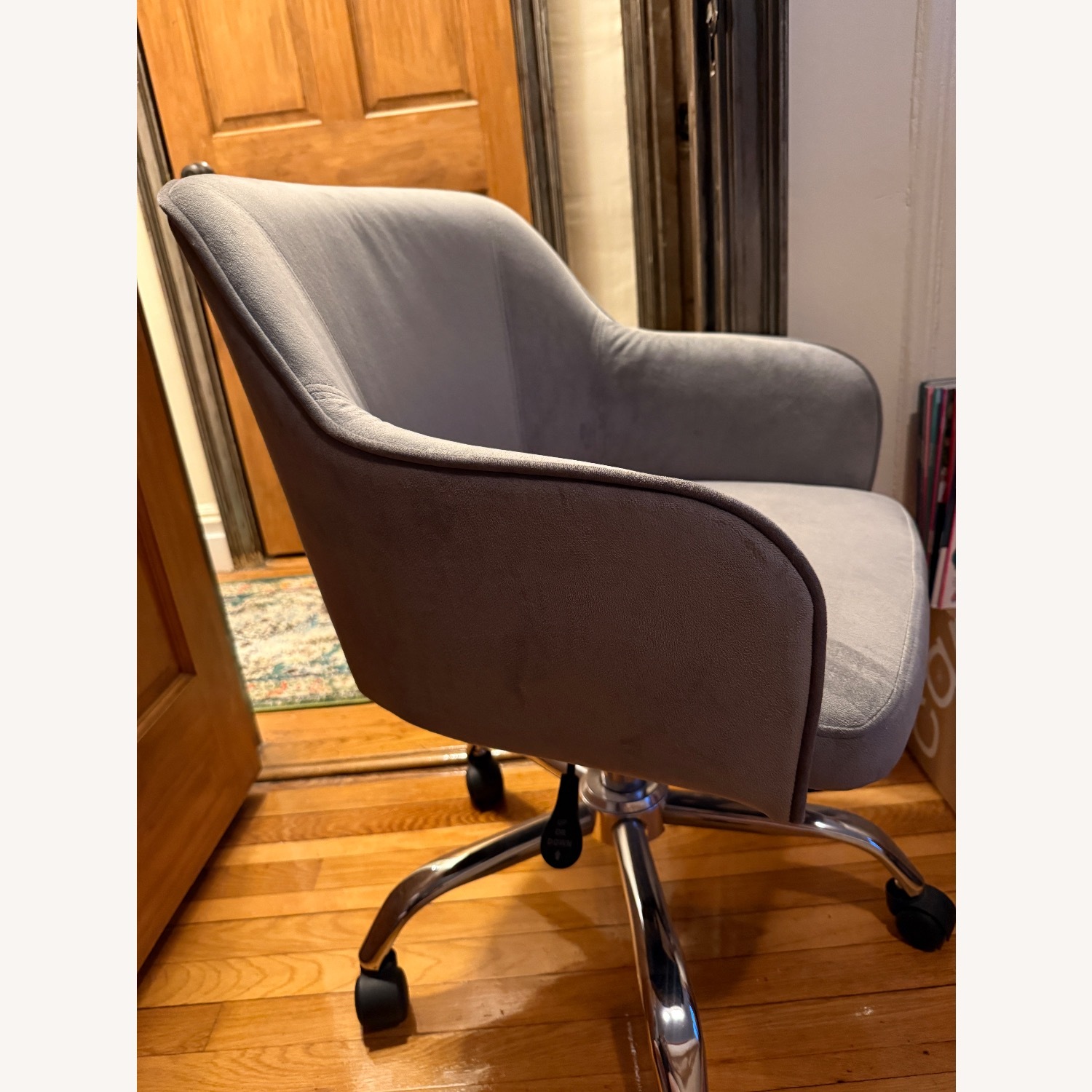 Wayfair Light Gray Velvet Office Chair - image-4
