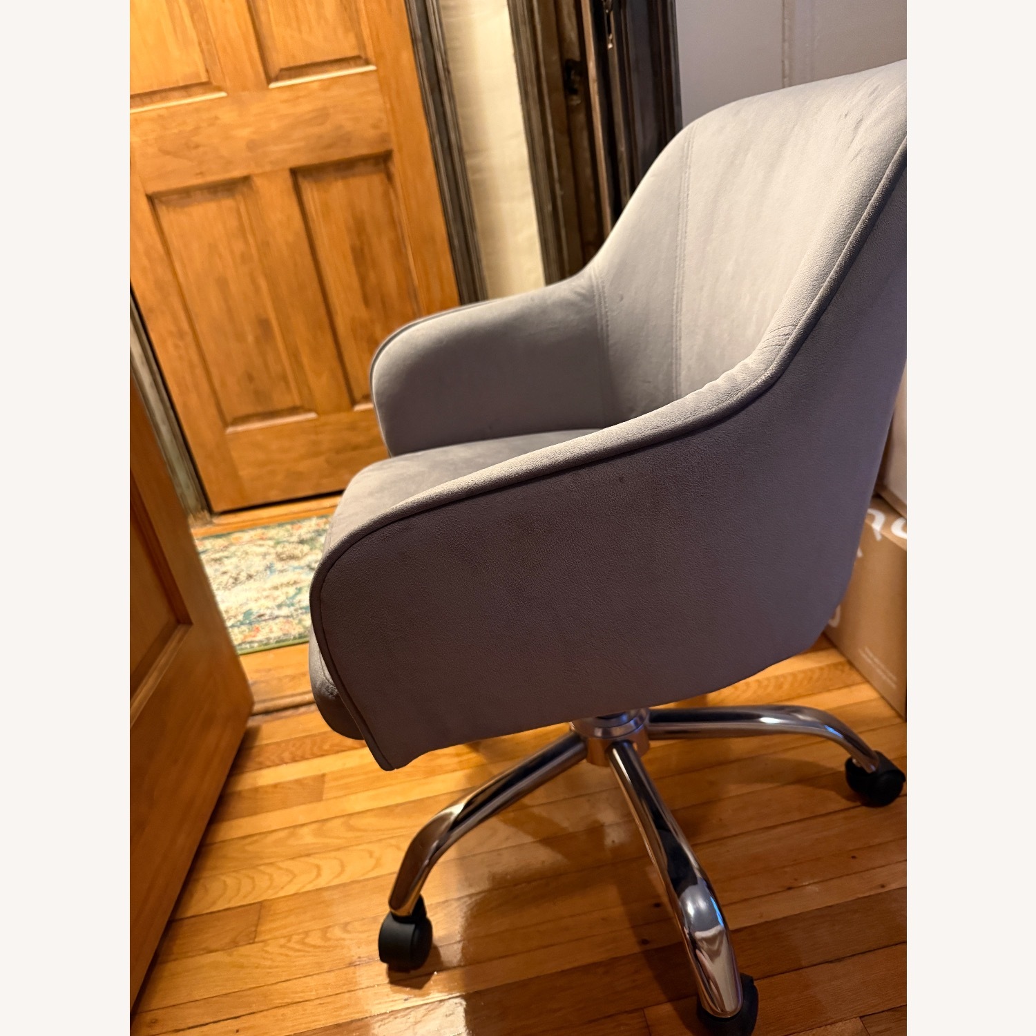 Wayfair Light Gray Velvet Office Chair - image-3