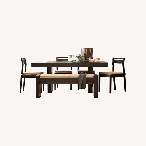 Used West Elm Dark Brown Wood Dining Set for sale on AptDeco