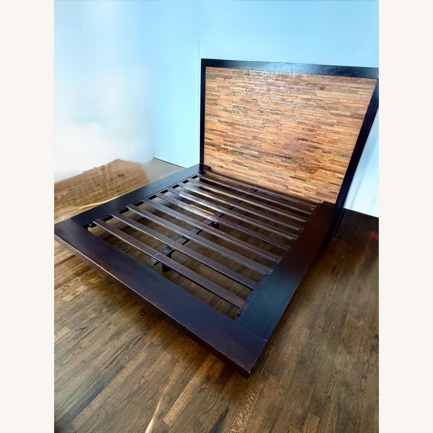 Vintage/Antique Dark Brown Wood King Bed - image-4