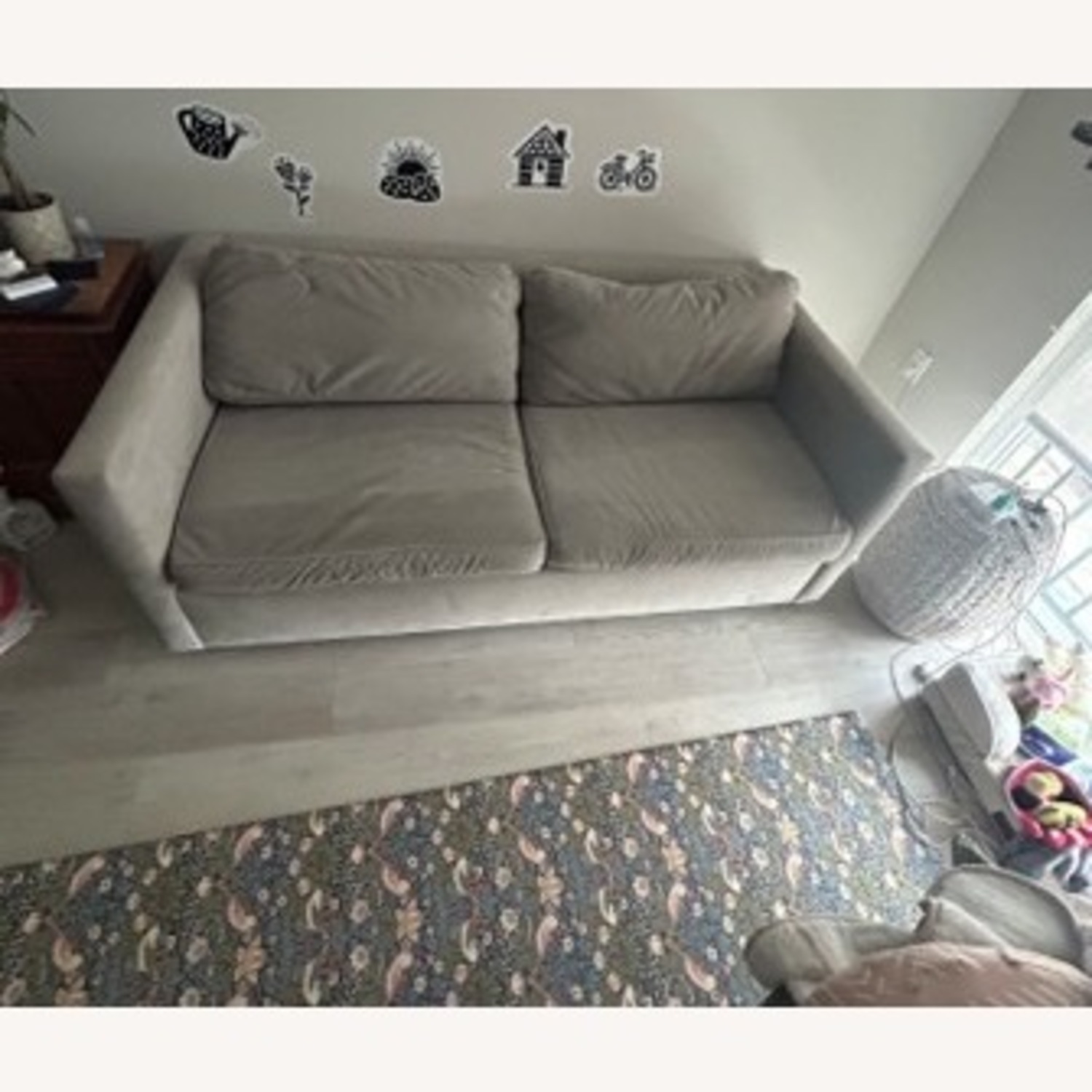 West Elm Harris Light Gray Velvet Sleeper Sofa - image-5