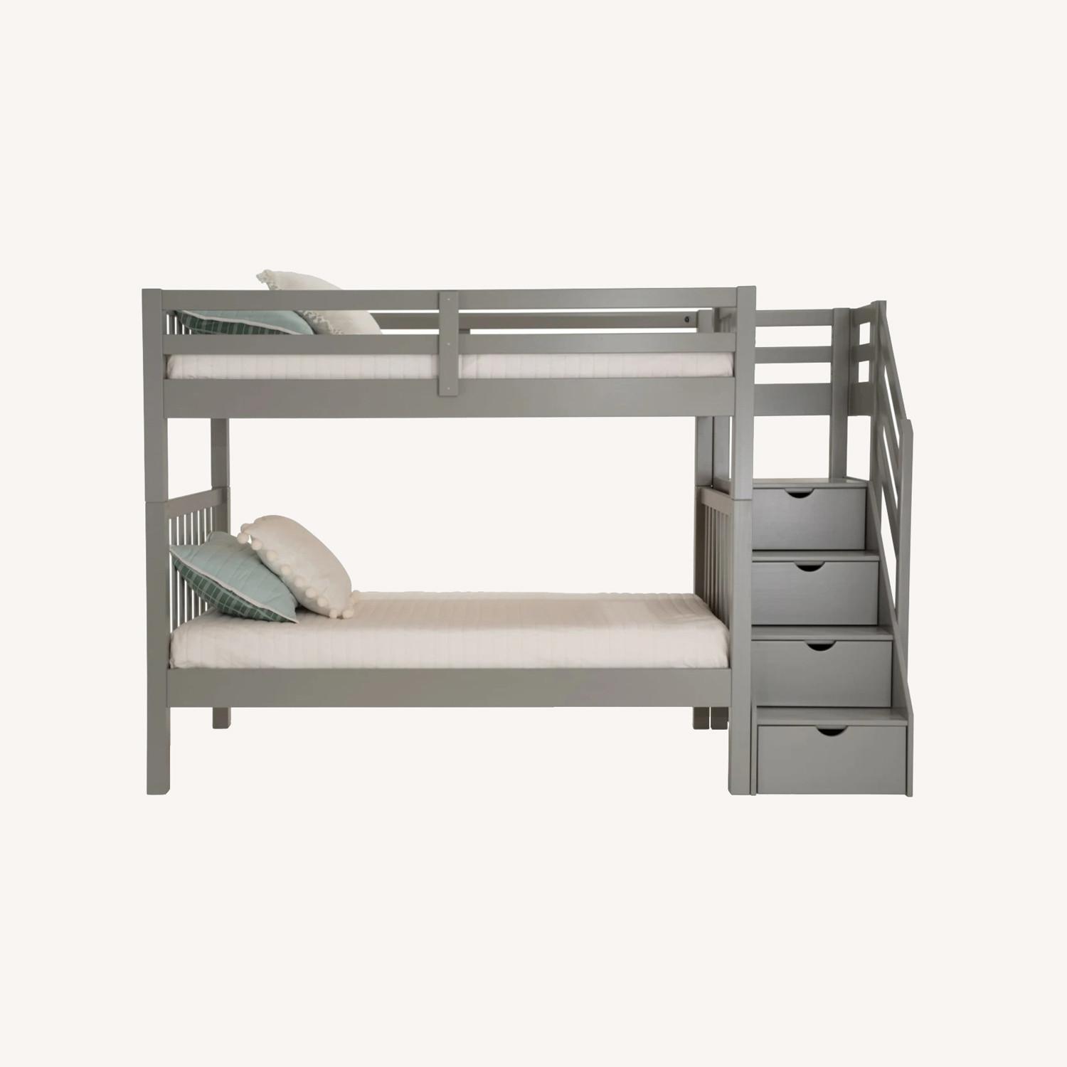 Bob's Discount Furniture Light Gray Wood Bunk Bed - image-0