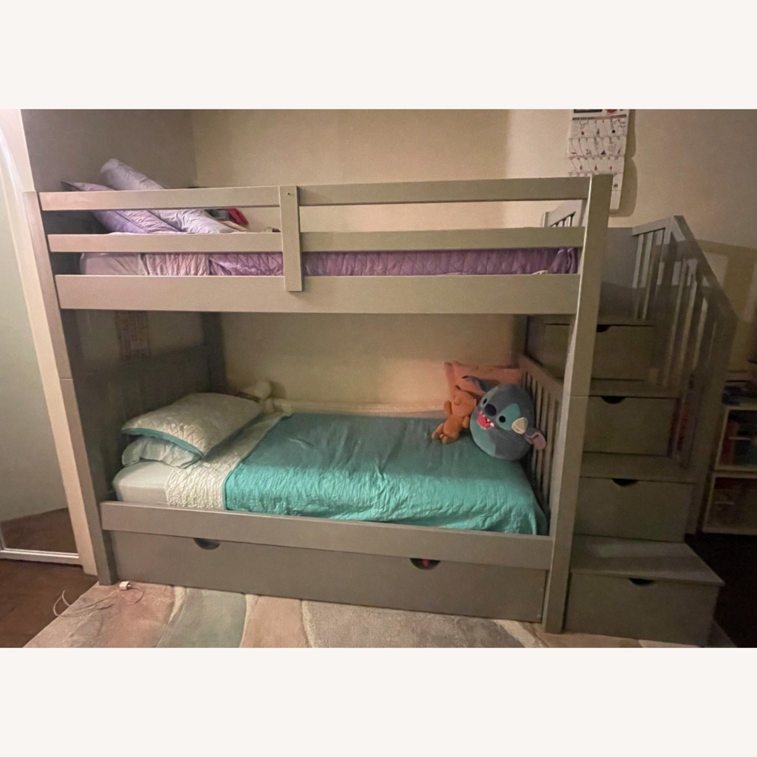 Bob's Discount Furniture Light Gray Wood Bunk Bed - image-1