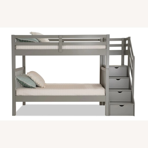 Used Bob's Discount Furniture Light Gray Wood Bunk Bed for sale on AptDeco