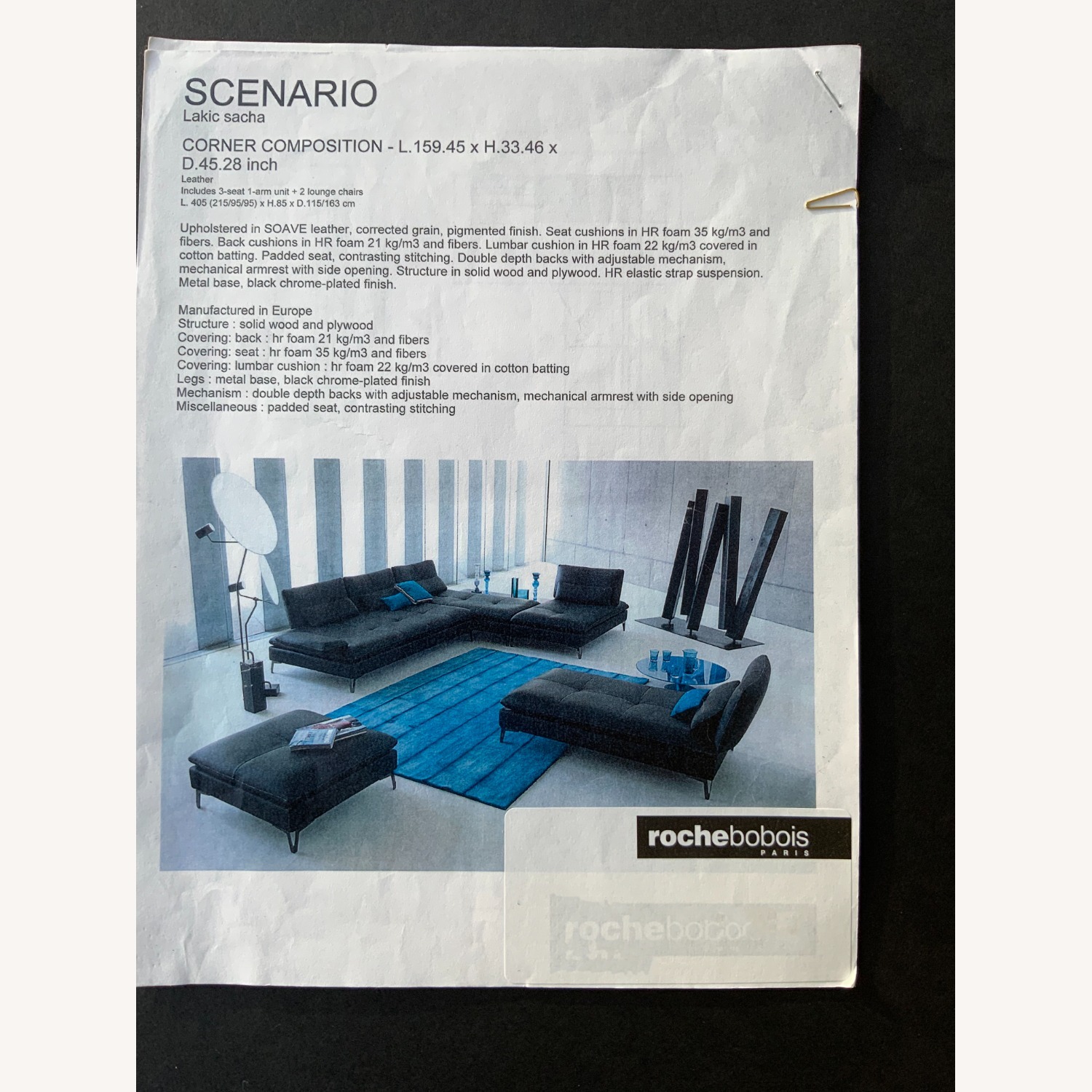 Roche Bobois Scenario Black Leather Set - image-3