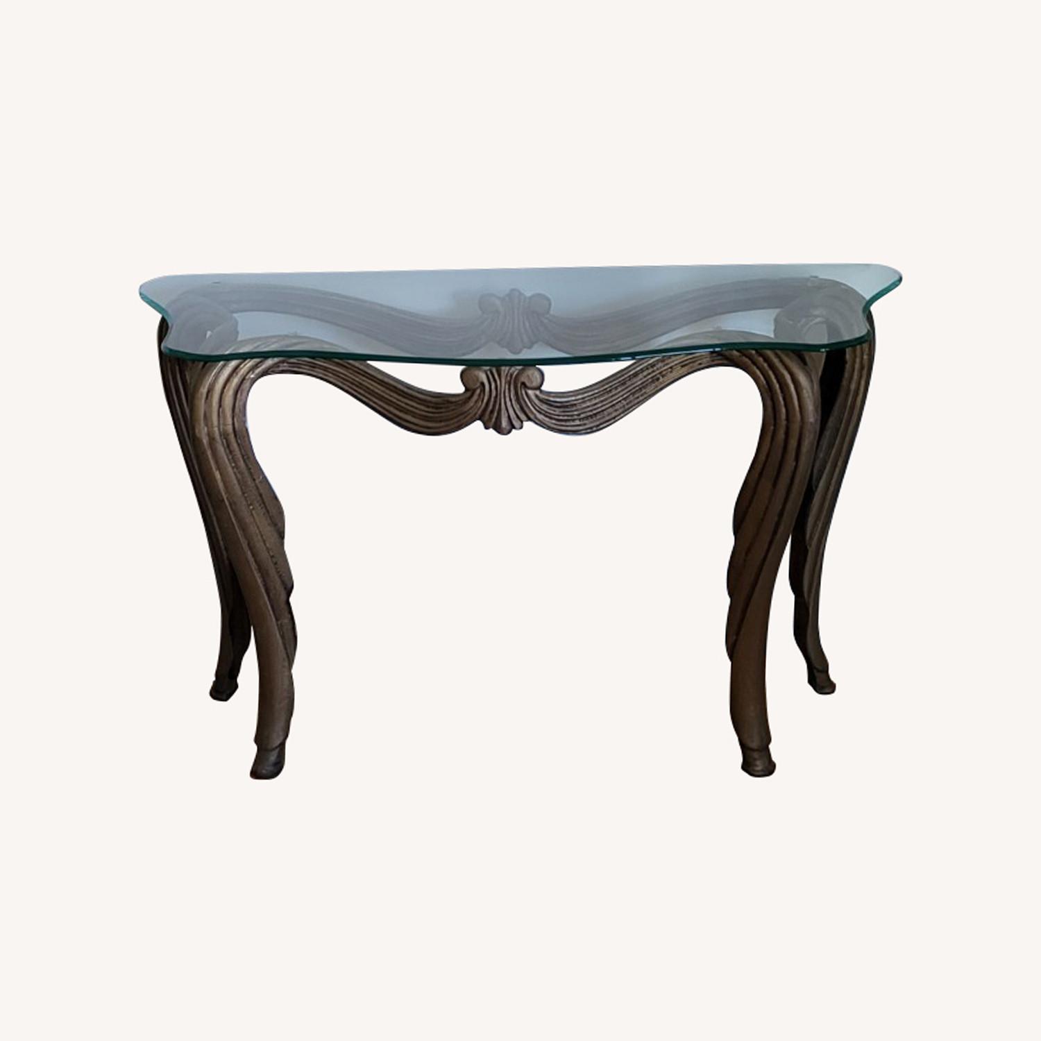 Entryway Table with Glass Top and Metal Legs - image-0