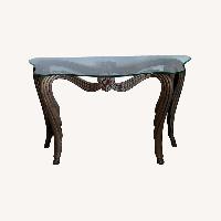 Entryway Table with Glass Top and Metal Legs