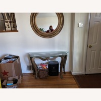 Entryway Table with Glass Top and Metal Legs