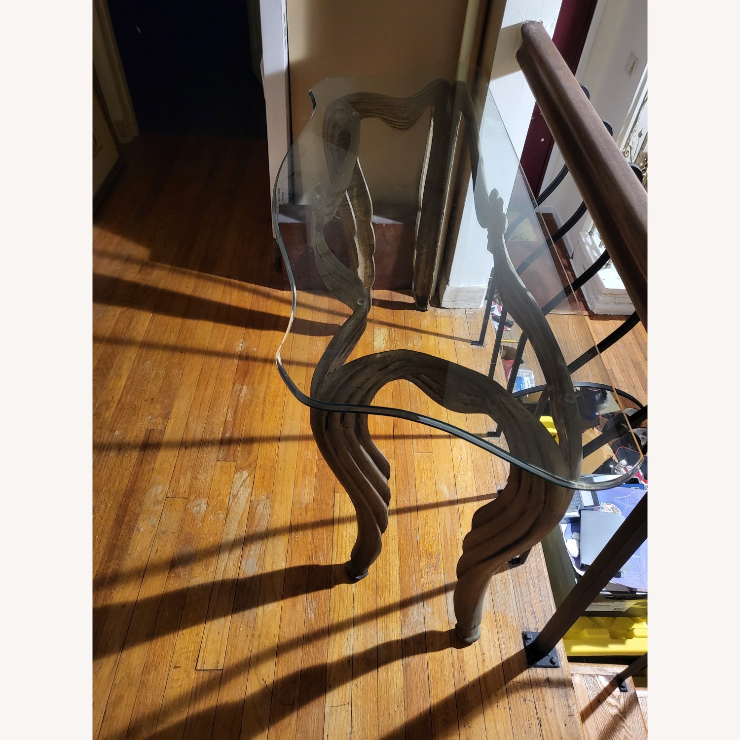 Entryway Table with Glass Top and Metal Legs - image-3