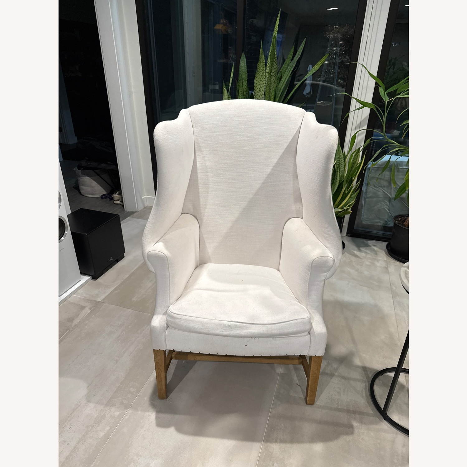 Restoration Hardware White Fabric Accent Chairs - image-4