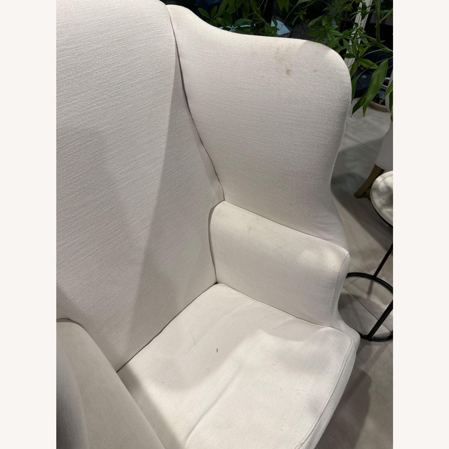 Restoration Hardware White Fabric Accent Chairs - image-2