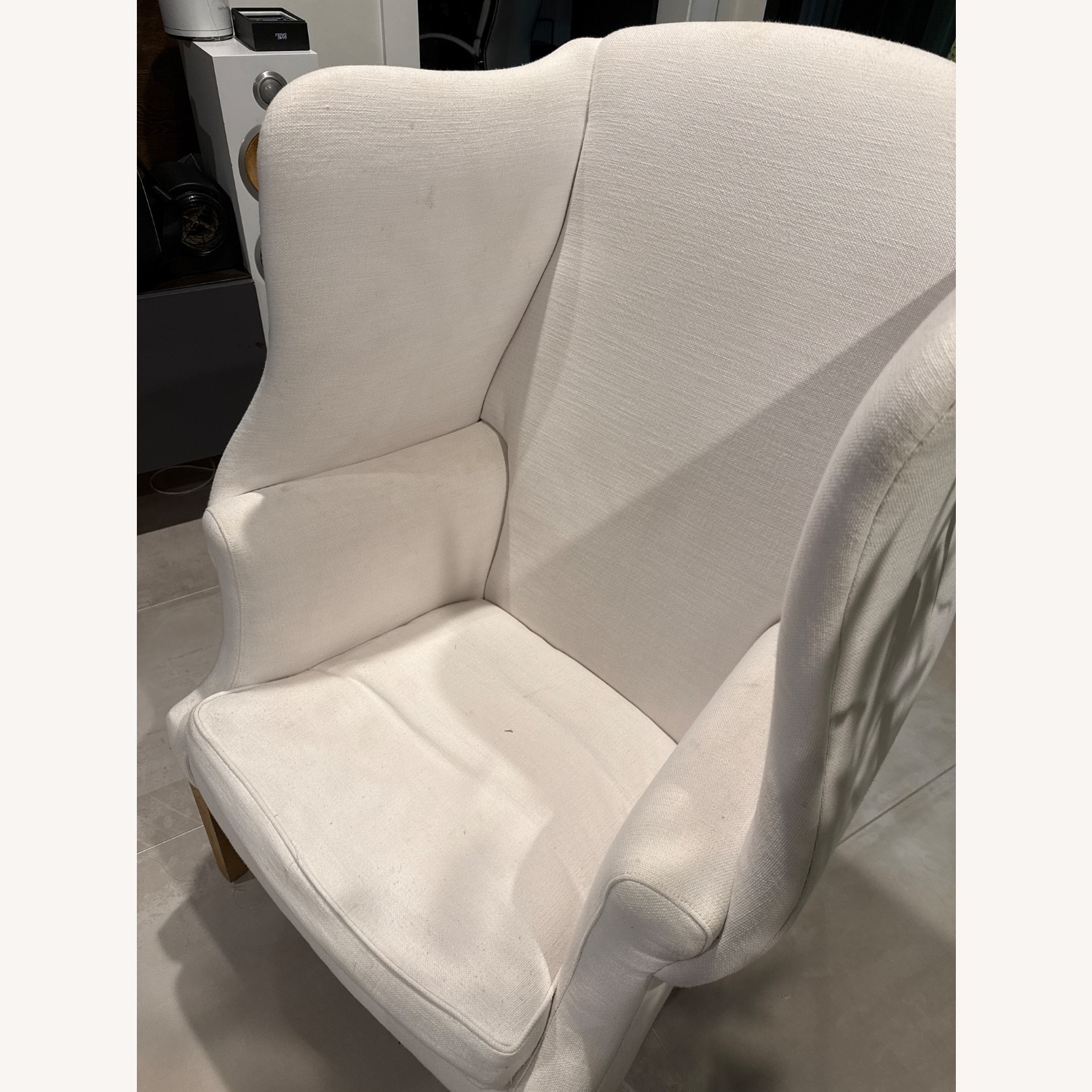 Restoration Hardware White Fabric Accent Chairs - image-3