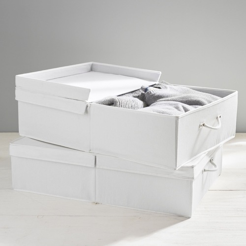 Used Pottery Barn Teen White Denim Underbed Storage Bin for sale on AptDeco