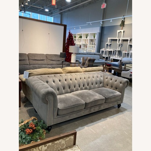 Used Abbyson Grand Chesterfield Velvet Sofa for sale on AptDeco