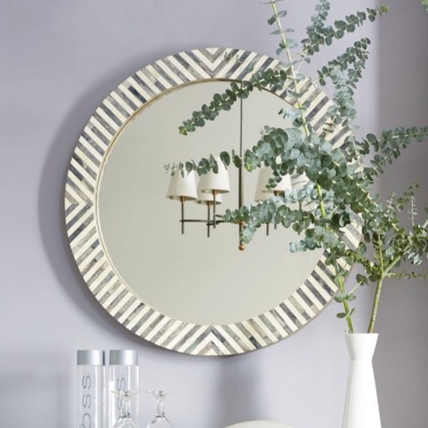 West Elm Light Gray Wood Wall Mirror - image-3