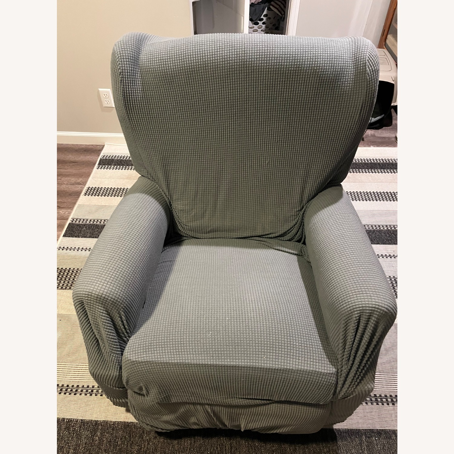Light Gray Fabric Recliner - image-1