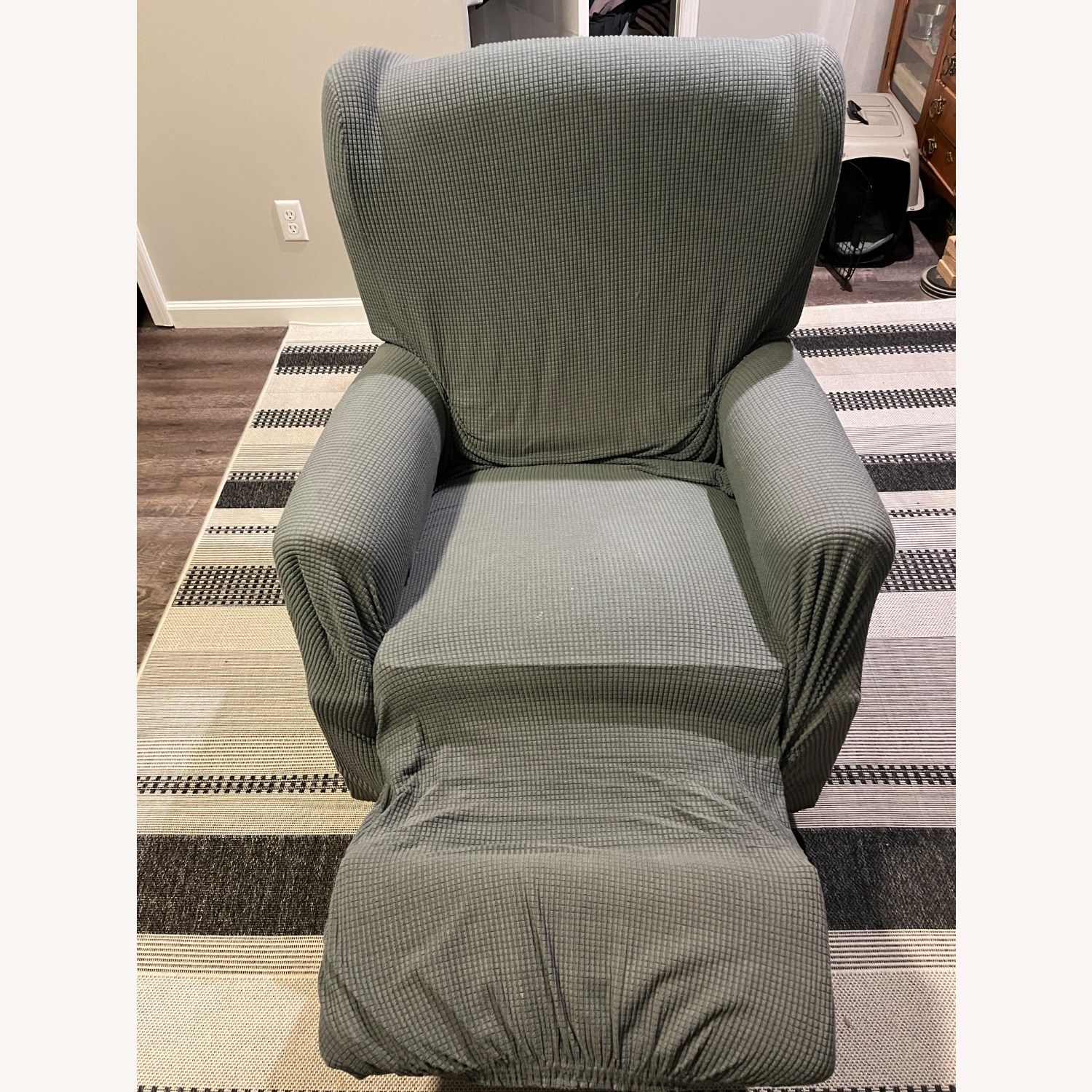 Light Gray Fabric Recliner - image-3
