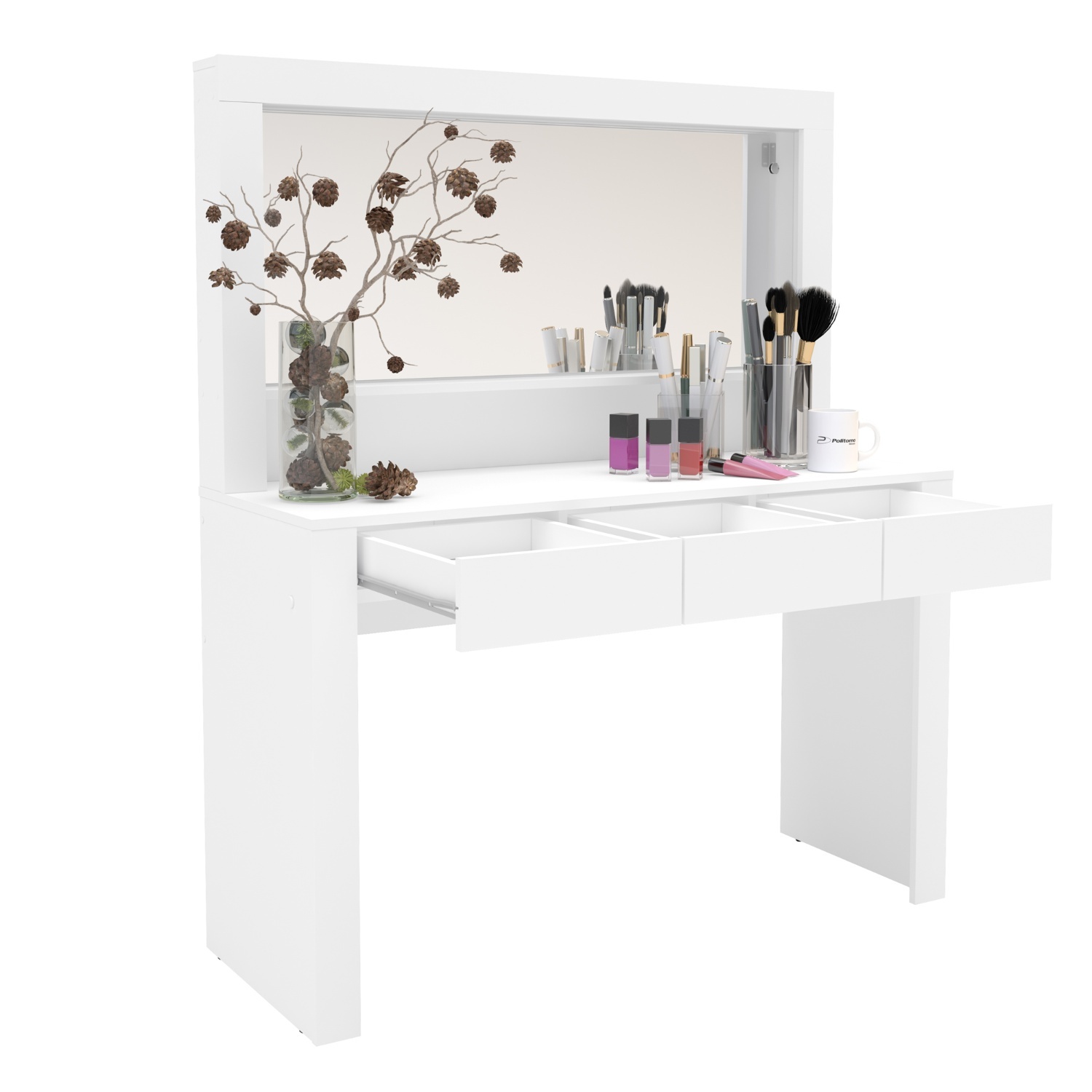 Vanity White Solid Wood With Mirror - image-4