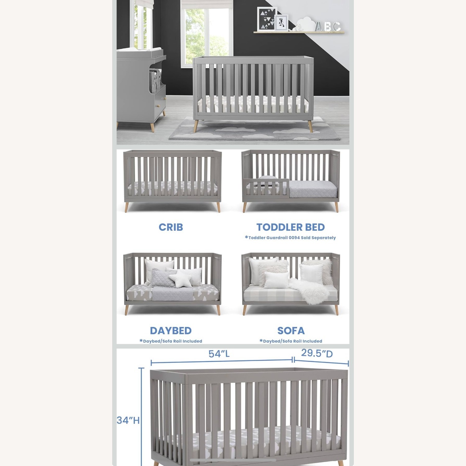 Amazon Light Gray Crib - image-4