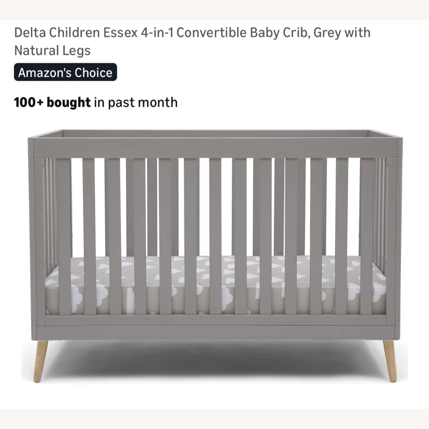 Amazon Light Gray Crib - image-3