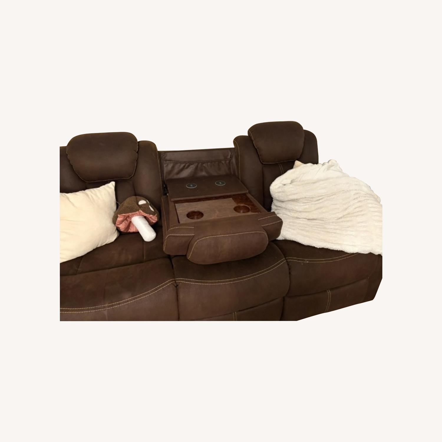 Manual Triple Reclining Sofa With USB - image-0