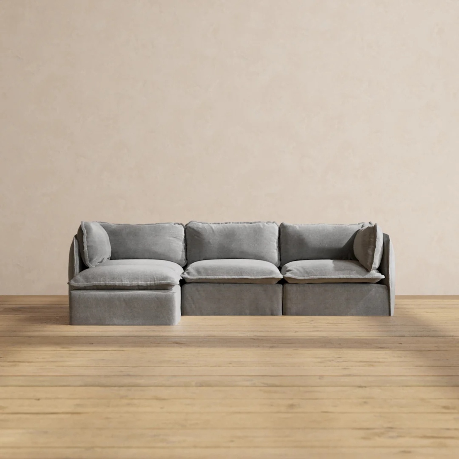 Light Gray Fabric 3+ Piece Sectional - image-4