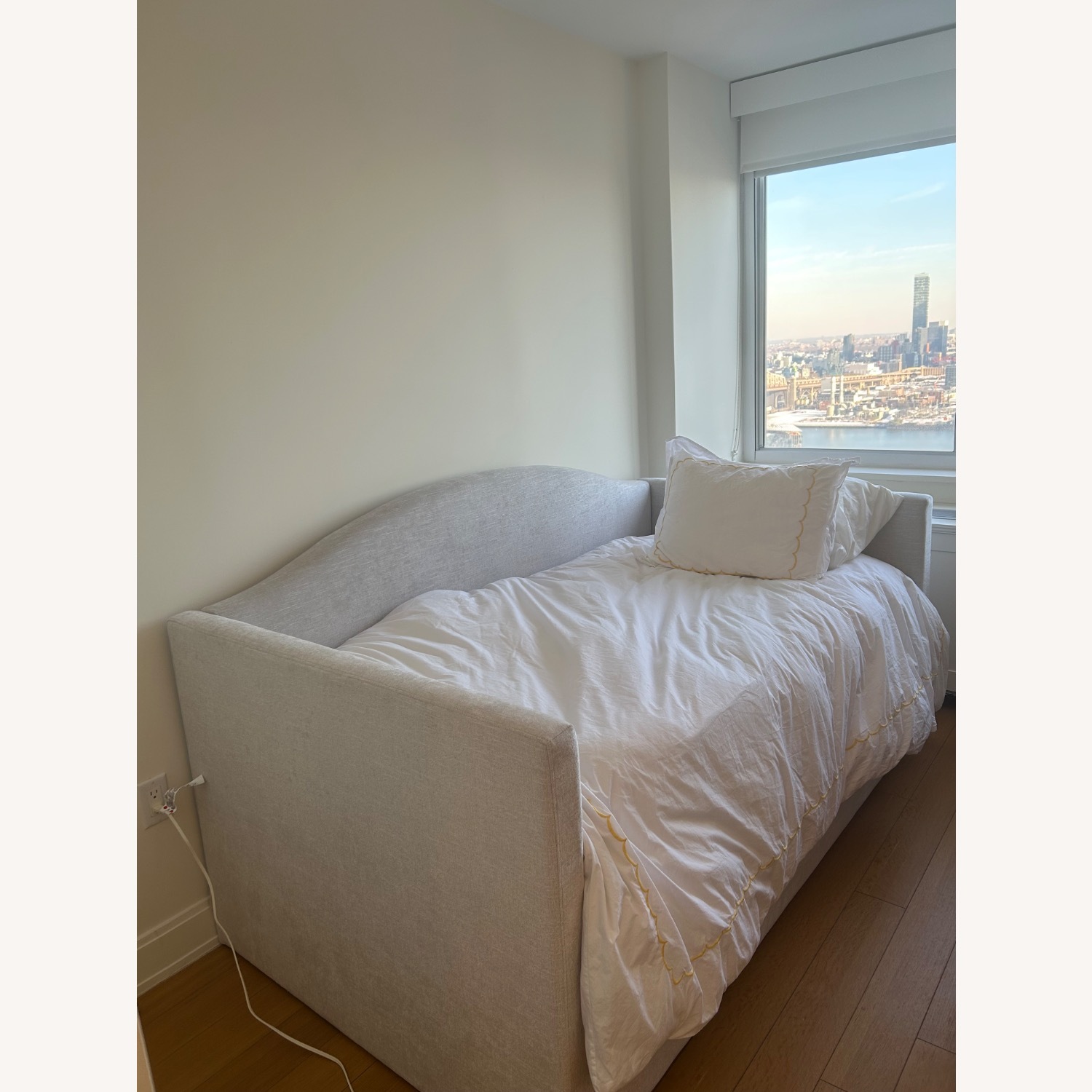 Pottery Barn Kids Carter Camelback Light Gray Fabric Daybed - image-1