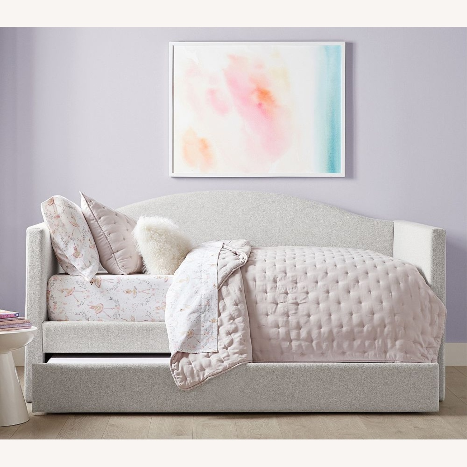 Pottery Barn Kids Carter Camelback Light Gray Fabric Daybed - image-6