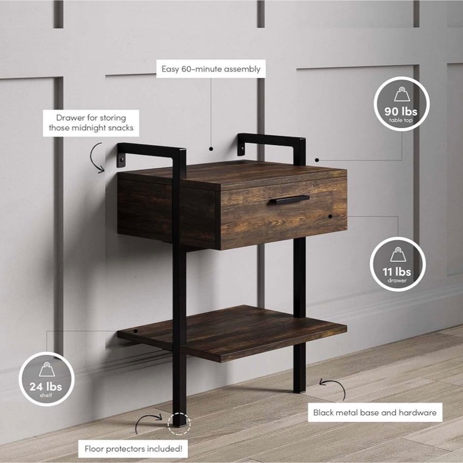 Dark Gray Wood Nightstands - image-5