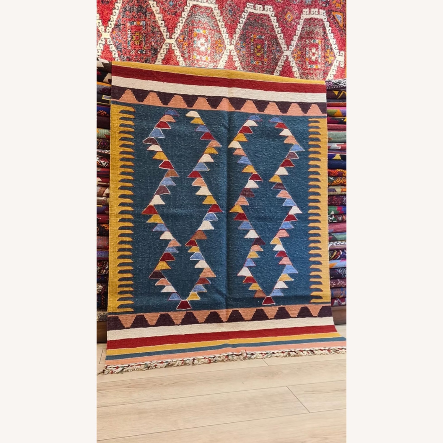 Contemporary Handwoven Oushak Primitive Rug - image-3