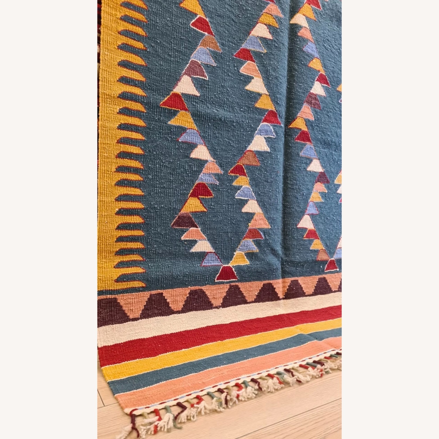 Contemporary Handwoven Oushak Primitive Rug - image-4