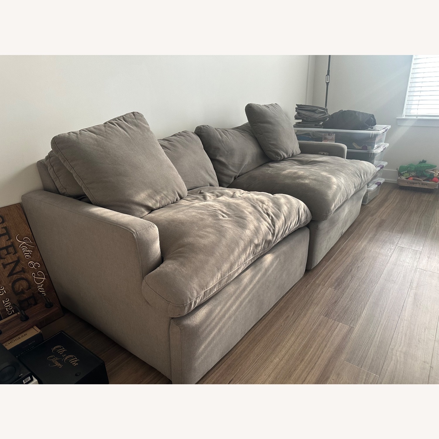 Grey Reclining Loveseat - image-2