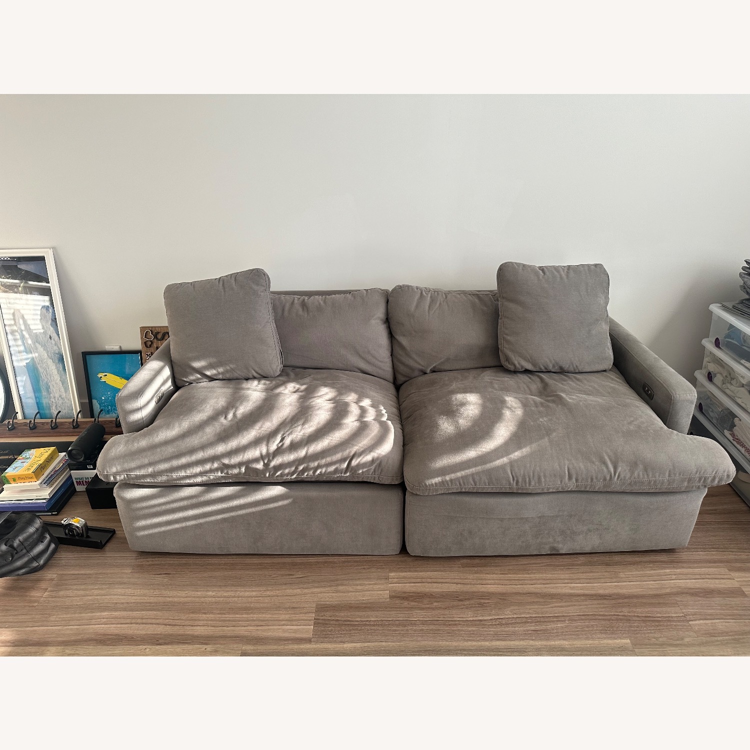 Grey Reclining Loveseat - image-1