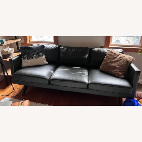 Used AllModern Mackey Black Leather 3+ Seater Sofa for sale on AptDeco