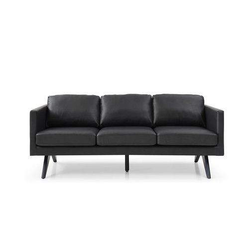 Used AllModern Mackey Black Leather 3+ Seater Sofa for sale on AptDeco