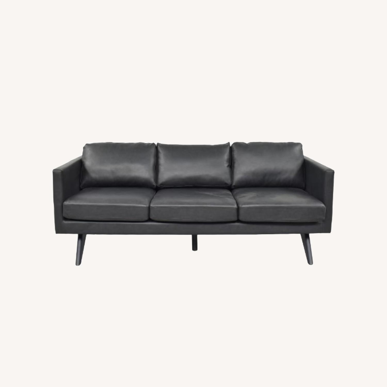 AllModern Mackey Black Leather 3+ Seater Sofa - image-3