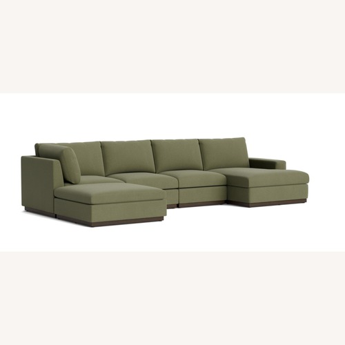 Used Joybird Holt Green Fabric 3+ Piece Sectional for sale on AptDeco