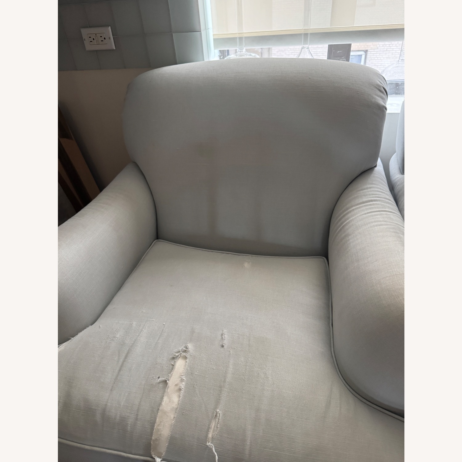 Kravet Light Gray Fabric Armchair - image-2