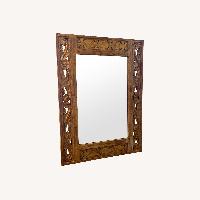 Mexican Carved Faux Gold Wood Wall Mirror