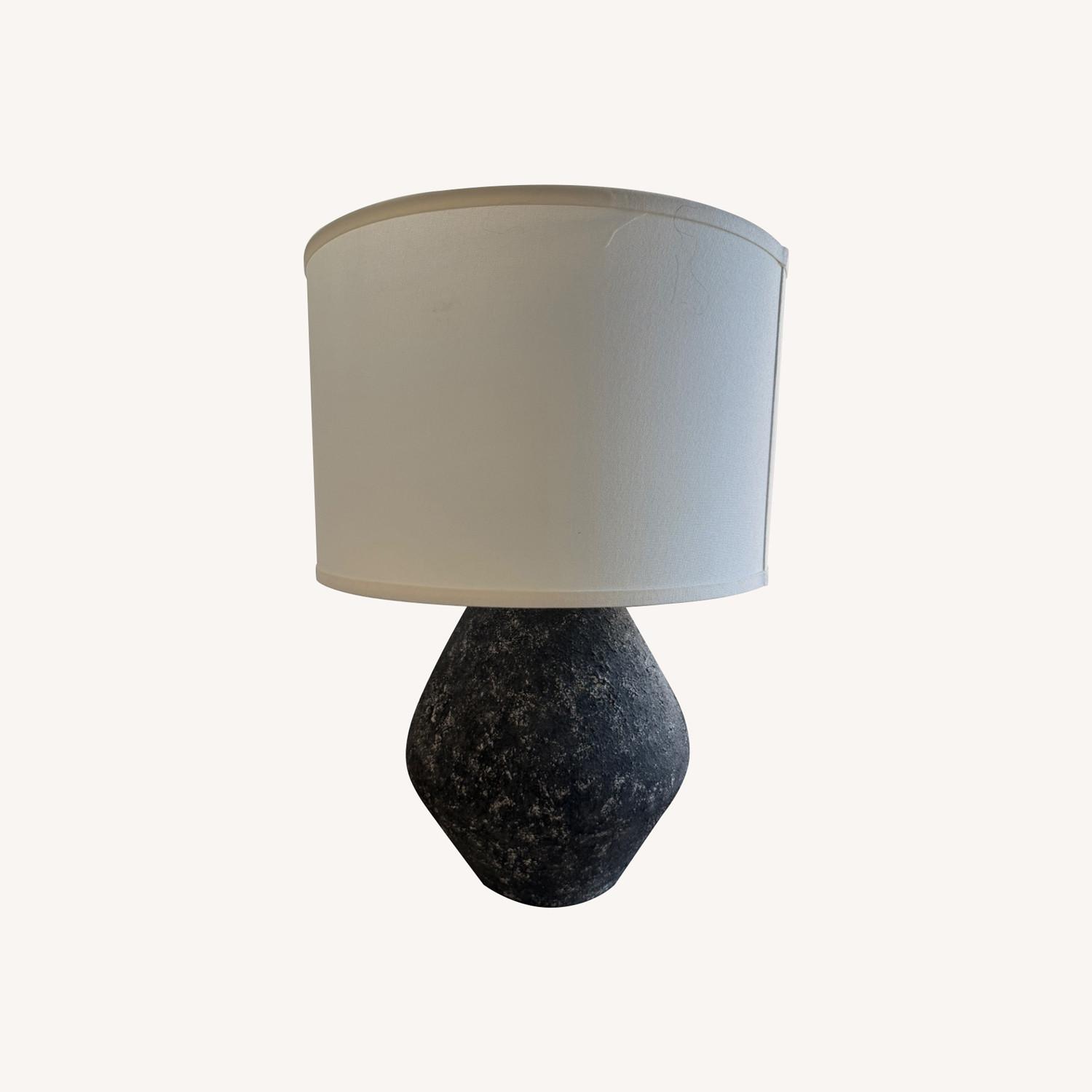 Sculptural Charcoal Ceramic Lamp - image-0