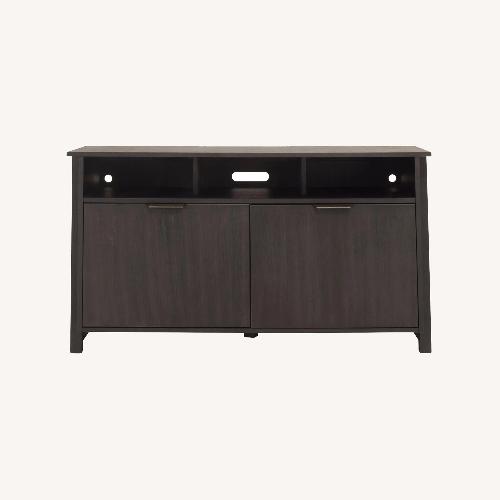 Used Raymour & Flanigan Dark Brown Wood Media Storage for sale on AptDeco
