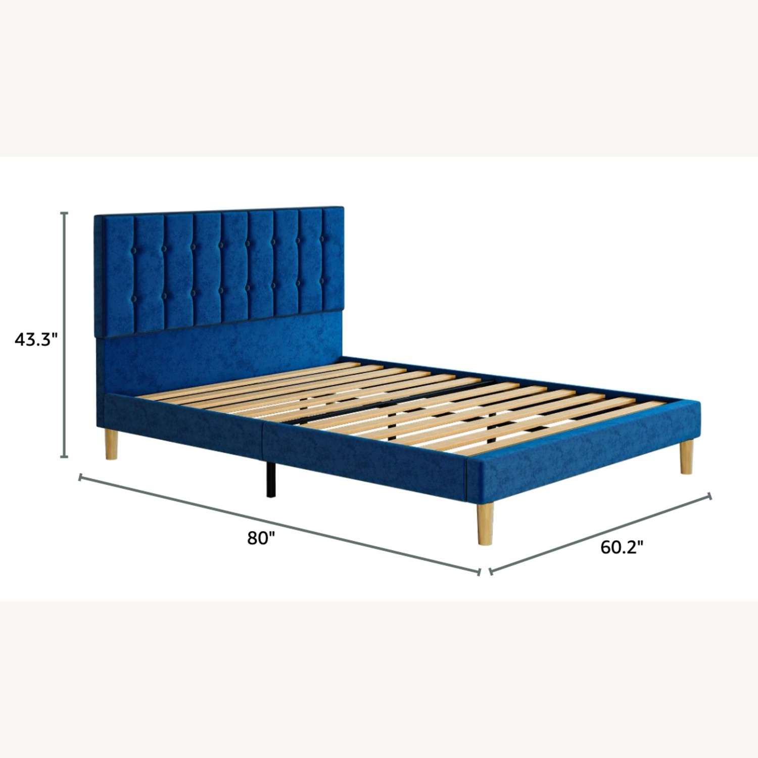 Amazon Velvet Midcentury Bed + Wooden Slats - image-4