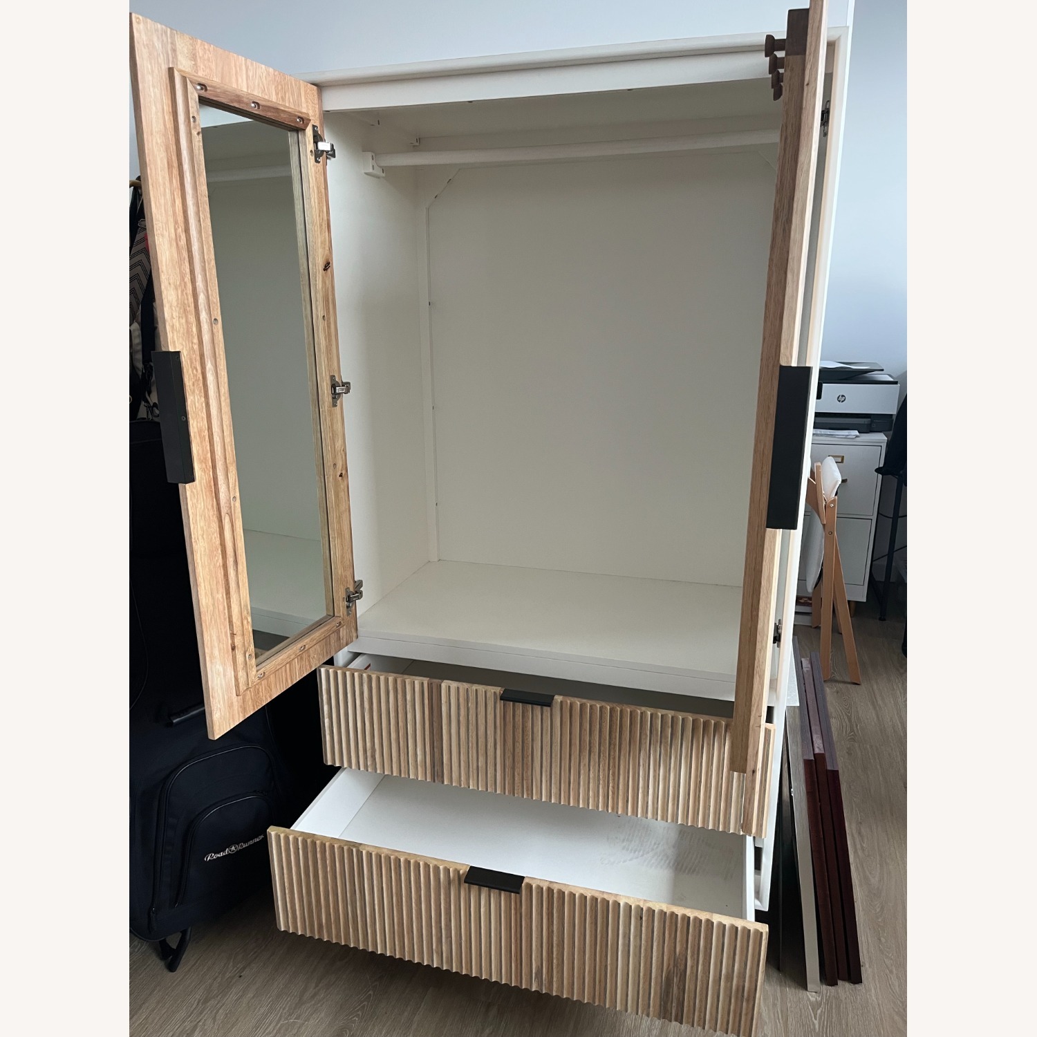 West Elm Quinn White Wood Armoire - image-2